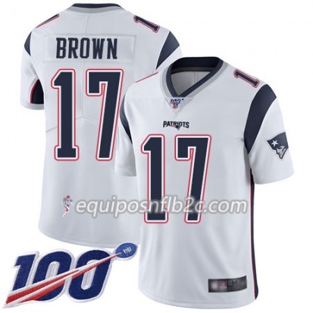 Camiseta Hombre NFL New England Patriots Antonio Brown 17 Nike Blanco 100th
